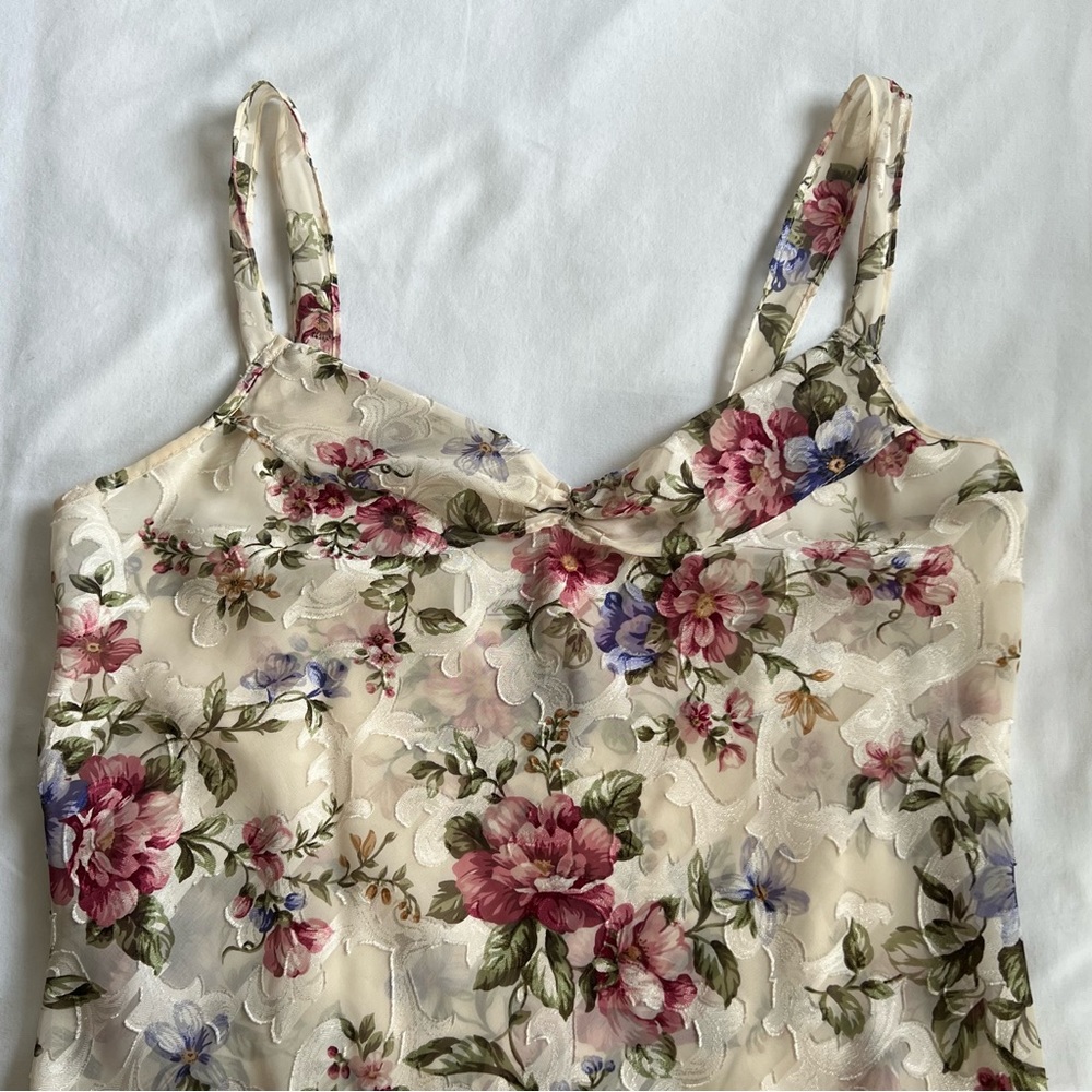 VINTAGE | California Dynasty Floral Mid Length Night Gown Dress | SZ M/L
